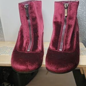 Womens Velvet Burgundy Shoes